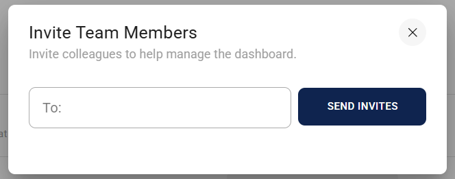 Team page invite members form